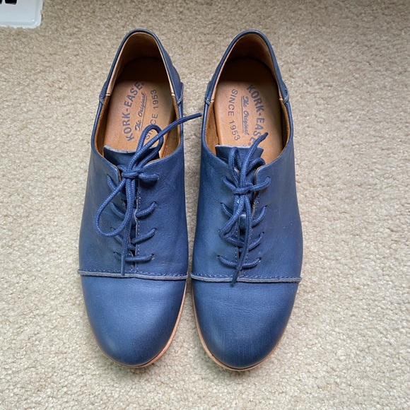 Kork-Ease Shoes - Kork-Ease Tillery Oxford Women's Cap Toe Shoe, Navy Blue leather